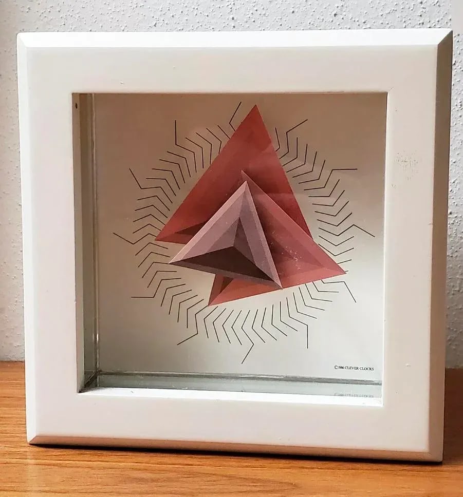 1980s PostModern Douglas Chalk Wall & Mantle Clock Triangular Hands, London,UK - 7