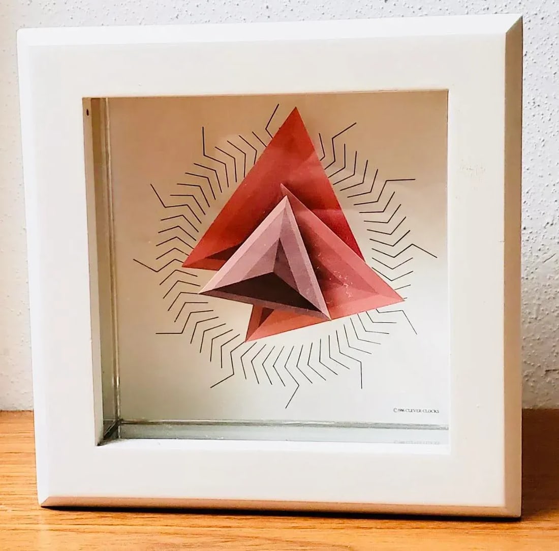 1980s PostModern Douglas Chalk Wall & Mantle Clock Triangular Hands, London,UK - 8