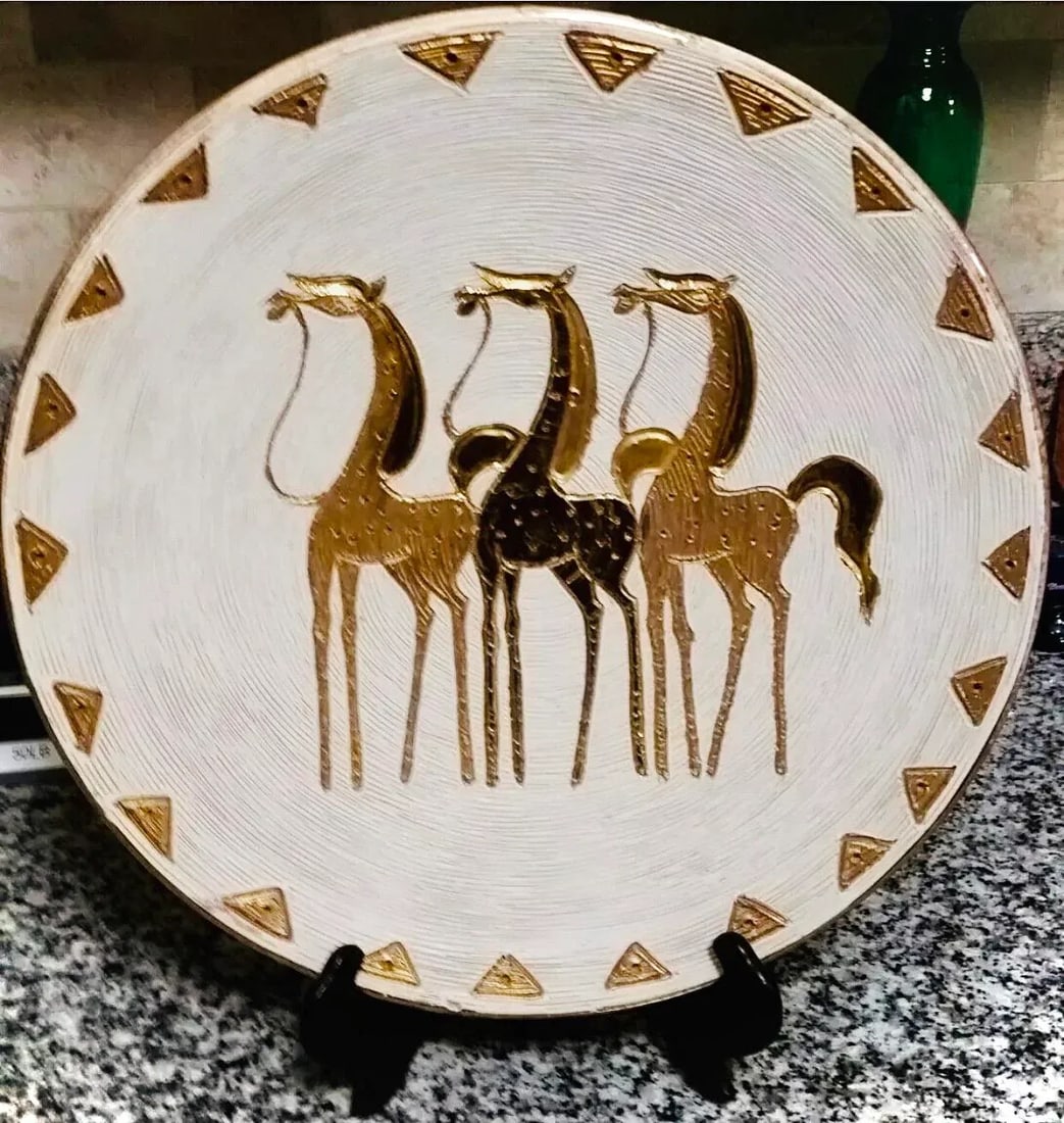 1960's Vintage Fratelli Fanciullacci Sgrafitto Gilt 3 Horse Table Wall Art, Italy - 5