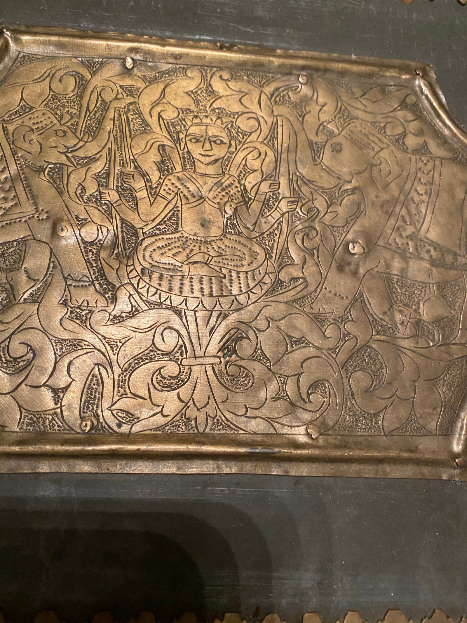 Antique Anglo Indian Brass Engraved Chest - 4