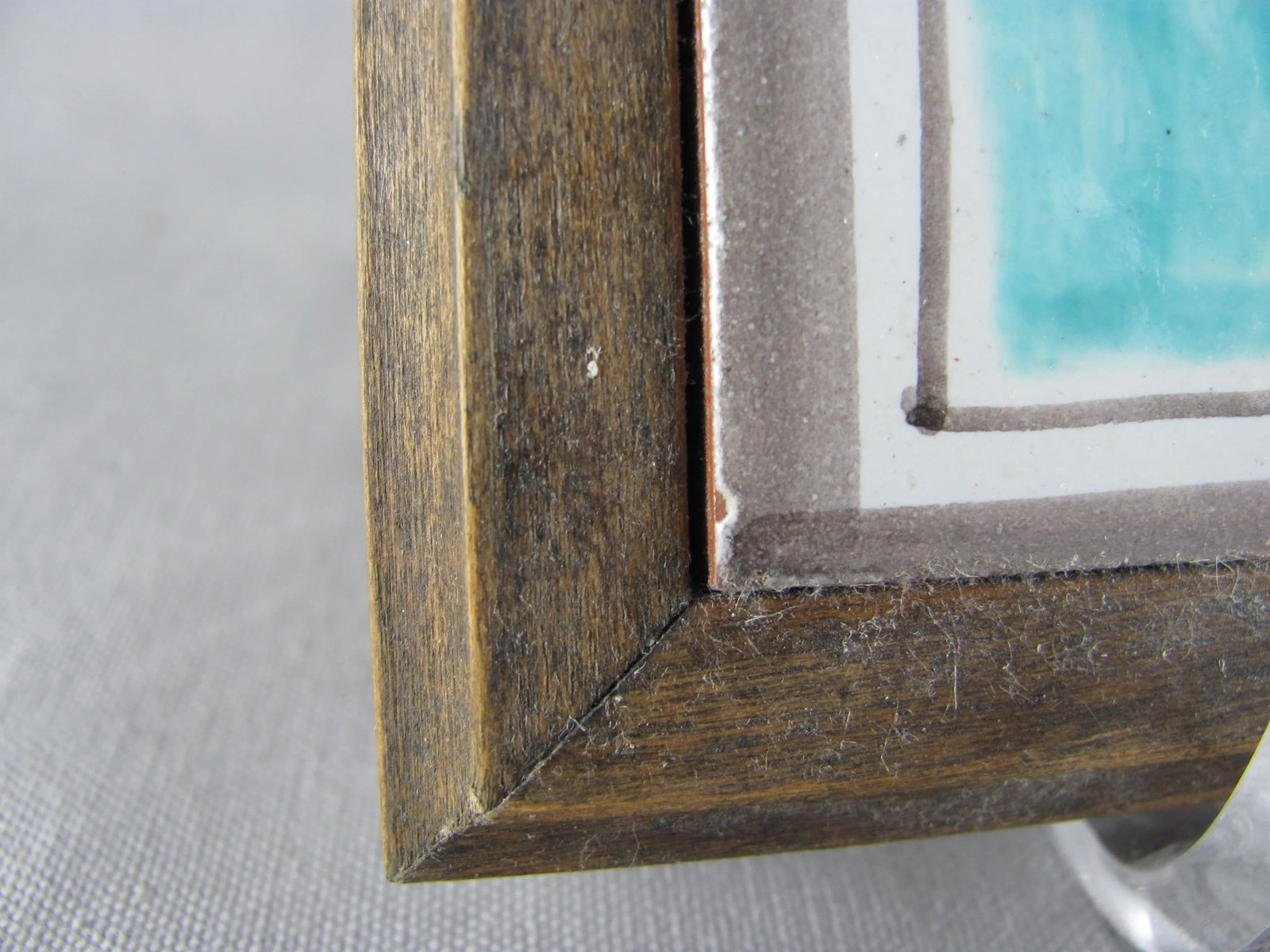 1960s DeSimone Hand Painted Sun Ceramic Tile Wood Frame - 4