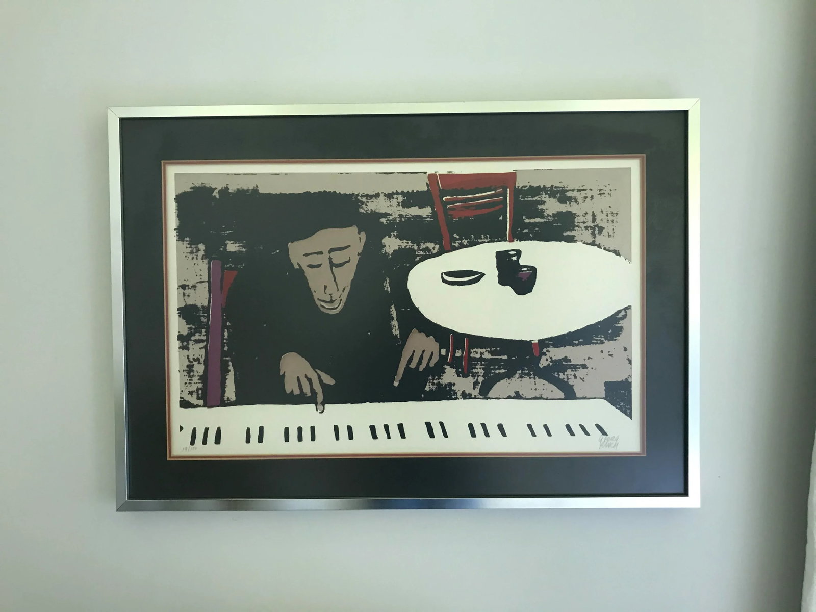 Vintage Mid Century Abstract Piano Player Musician Jazz Georg Rauch Lithograph Signed Numbered, Fram - 11