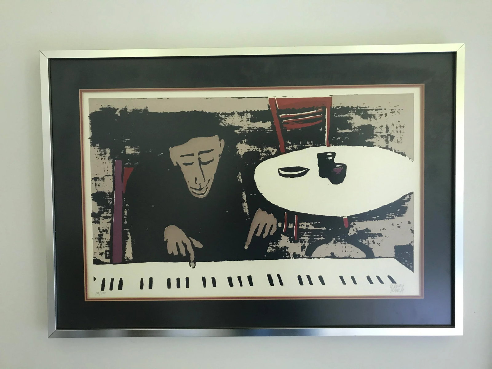 Vintage Mid Century Abstract Piano Player Musician Jazz Georg Rauch Lithograph Signed Numbered, Fram - 6