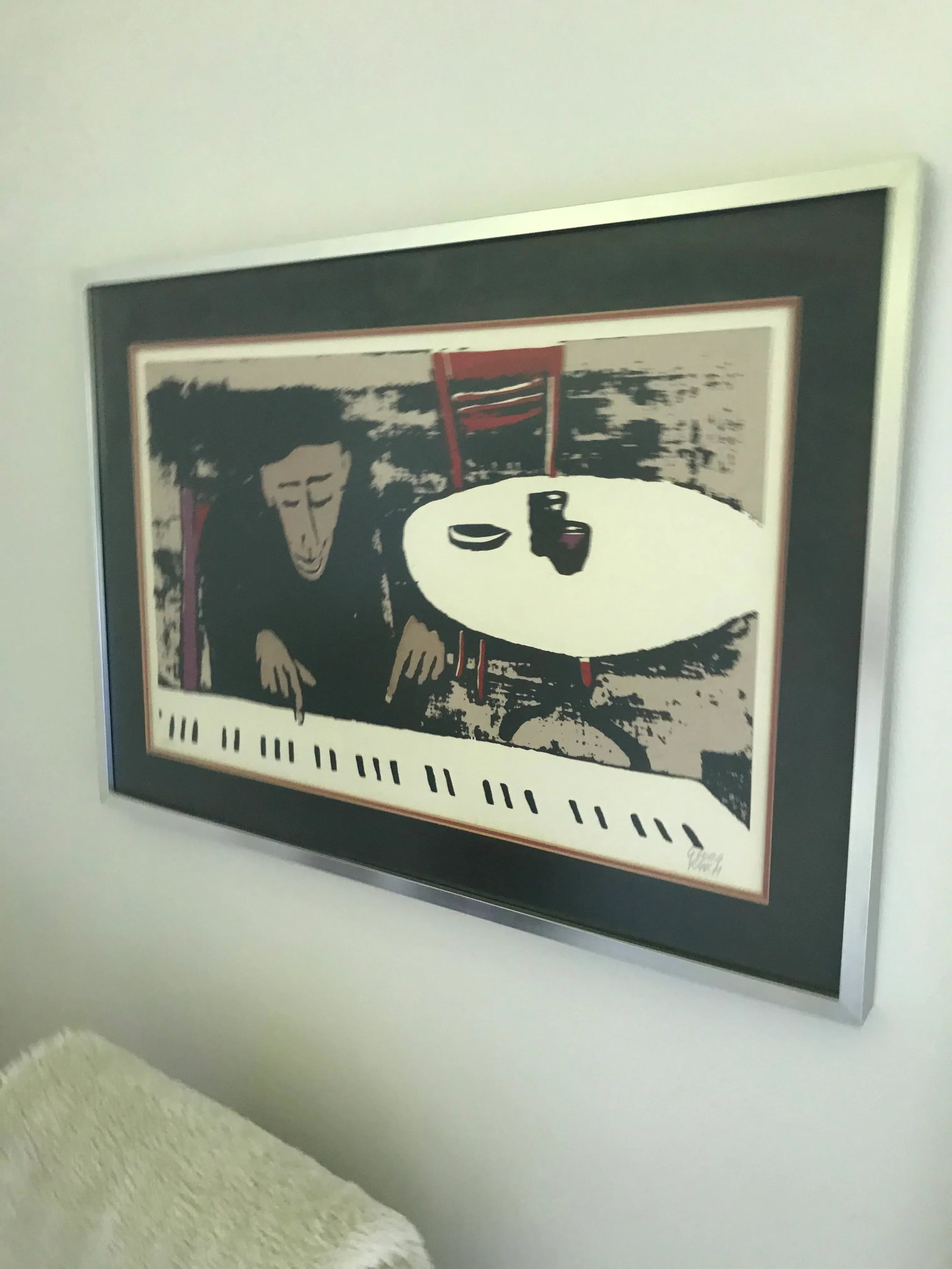 Vintage Mid Century Abstract Piano Player Musician Jazz Georg Rauch Lithograph Signed Numbered, Fram - 8