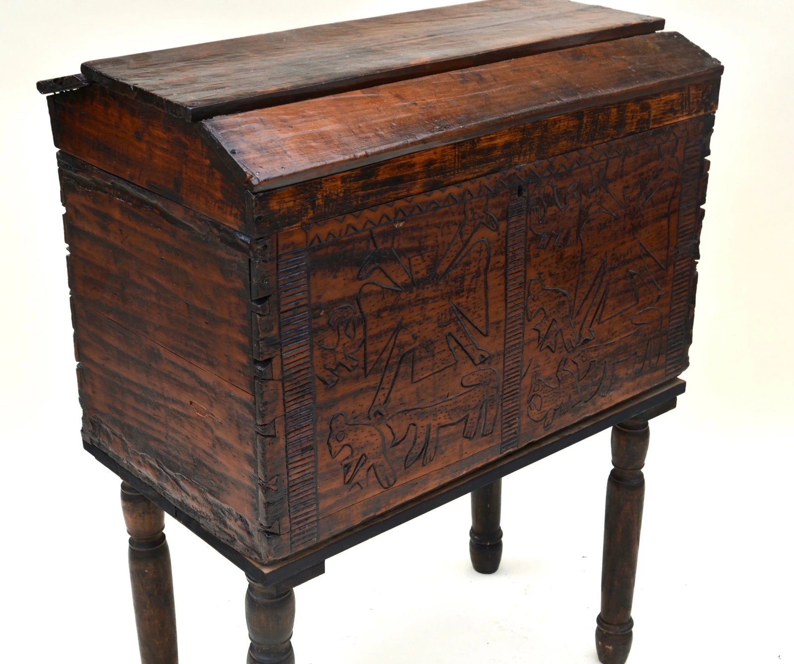 Spanish Colonial Wood Carved Chest - 5