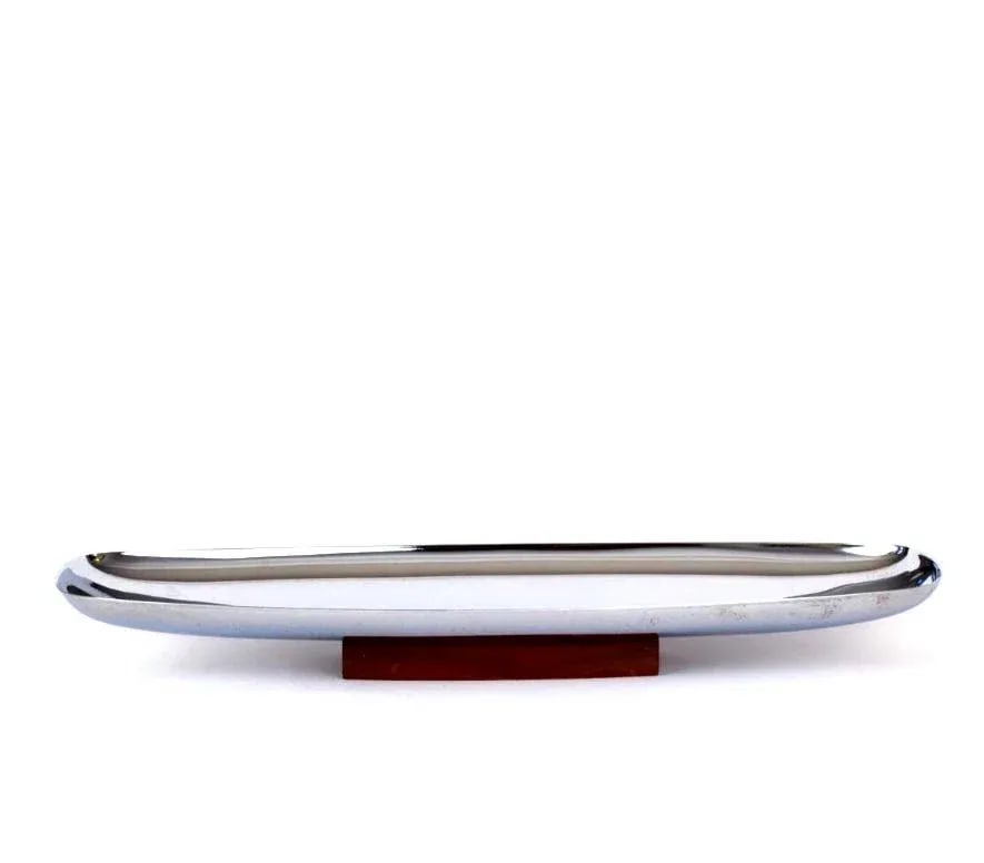 Vintage Polished Steel and Walnut Tray - 3