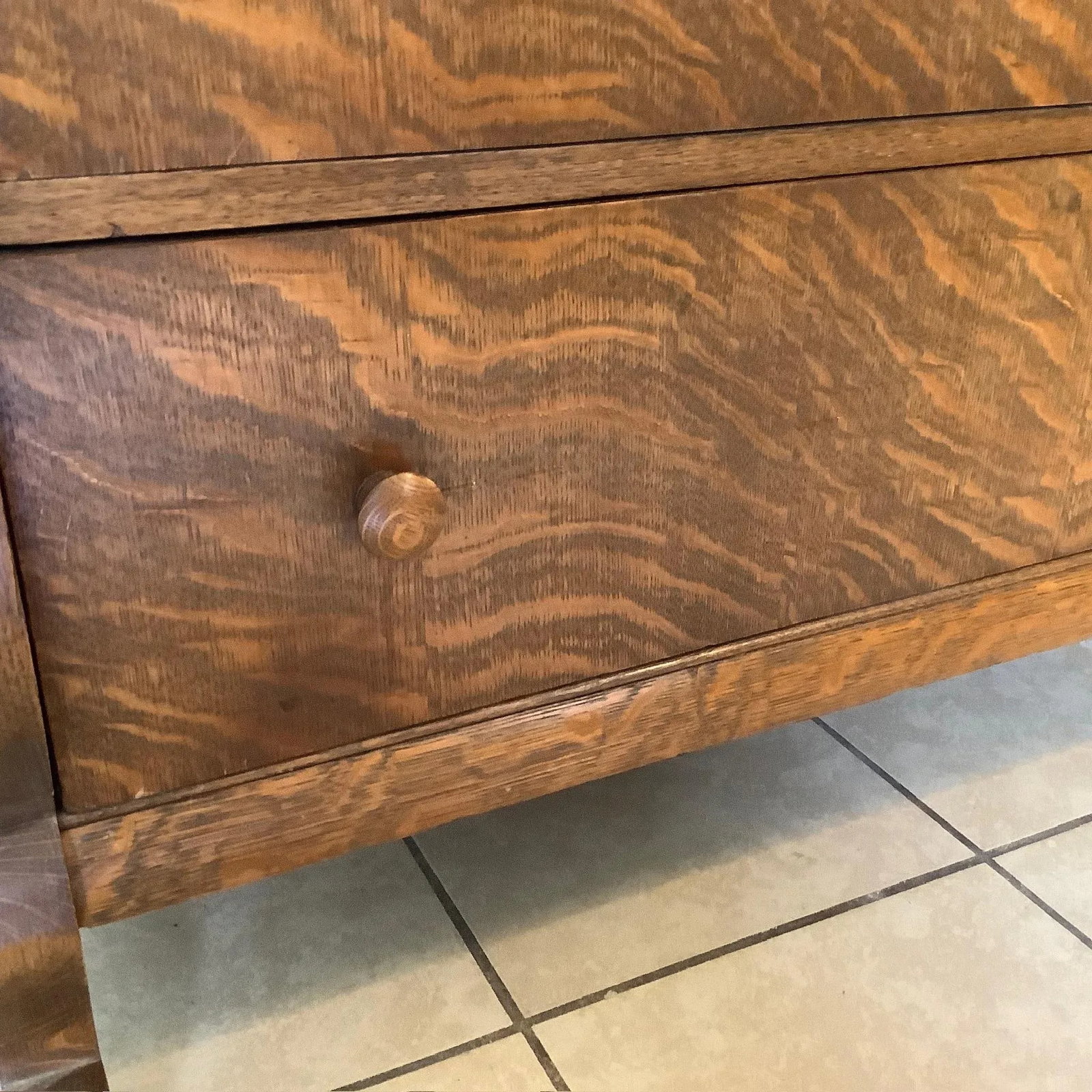 Antique Oak American Empire Waterfall Front Dresser With Mirror - 13