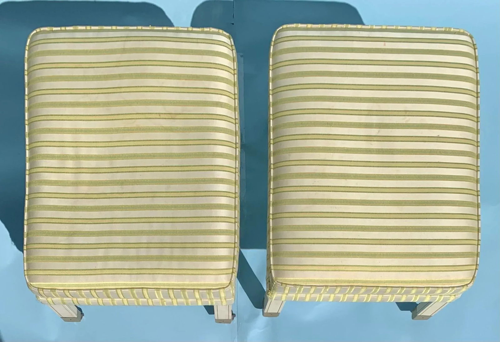 1960s Vintage Mid Century Ottomans on Brass Casters, Set of 2 - 3