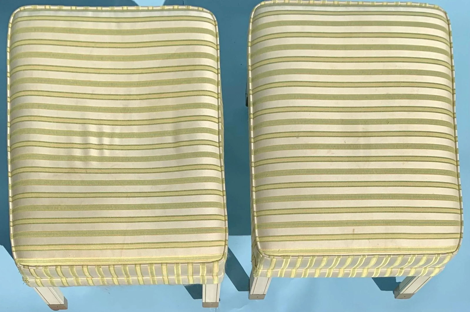 1960s Vintage Mid Century Ottomans on Brass Casters, Set of 2 - 5