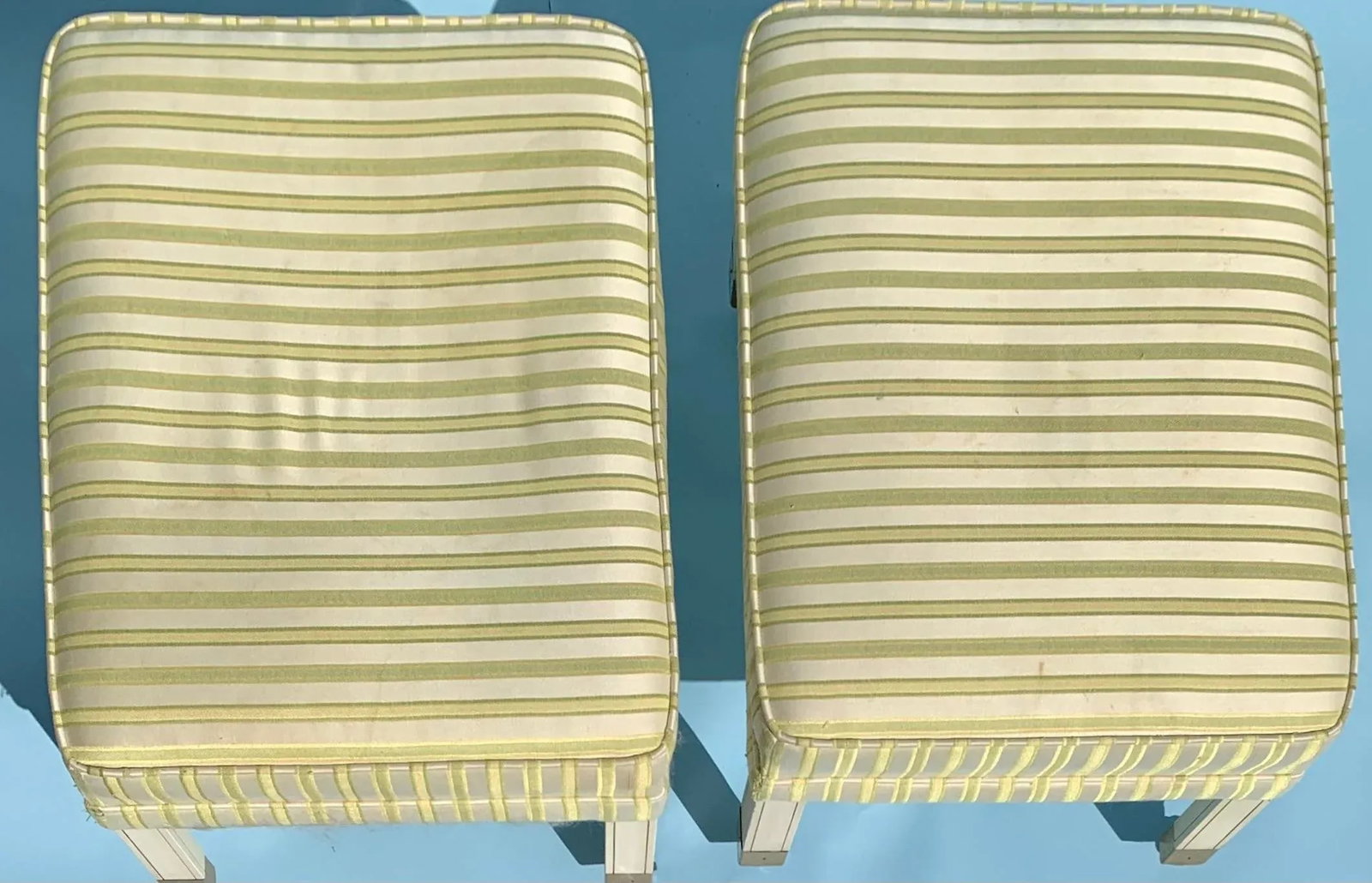 1960s Vintage Mid Century Ottomans on Brass Casters, Set of 2 - 8