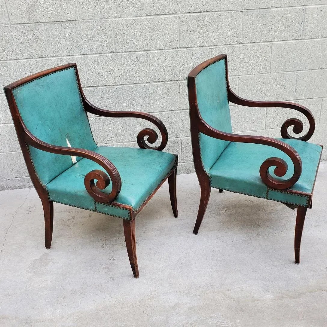 1940s Chairs With Curved Arms, a Pair - 2