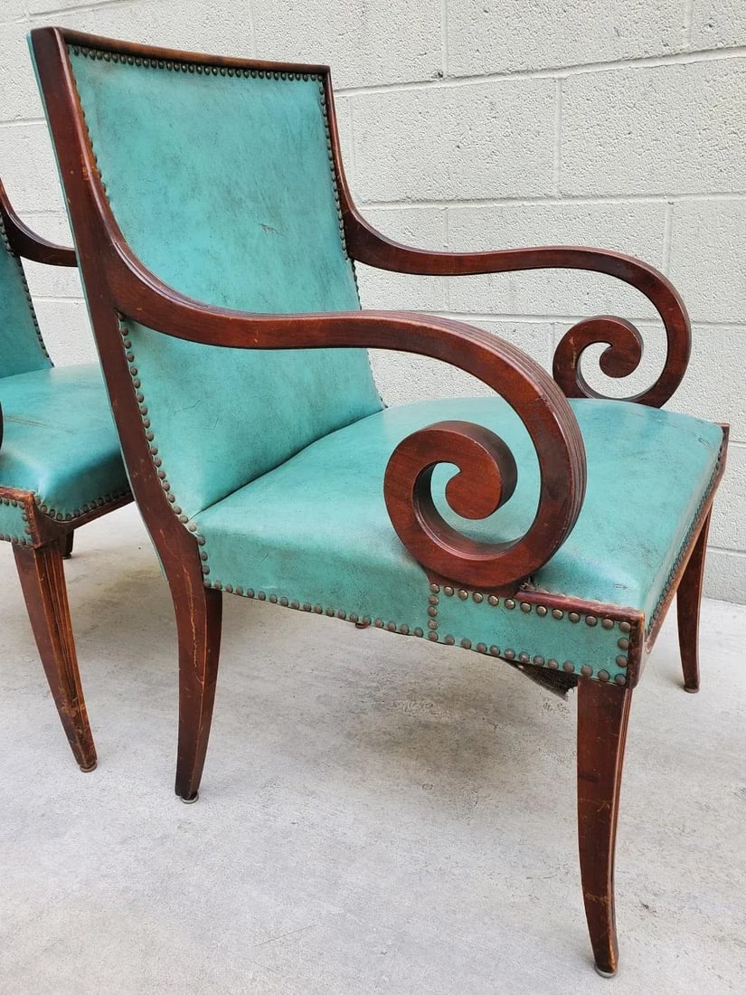 1940s Chairs With Curved Arms, a Pair - 7