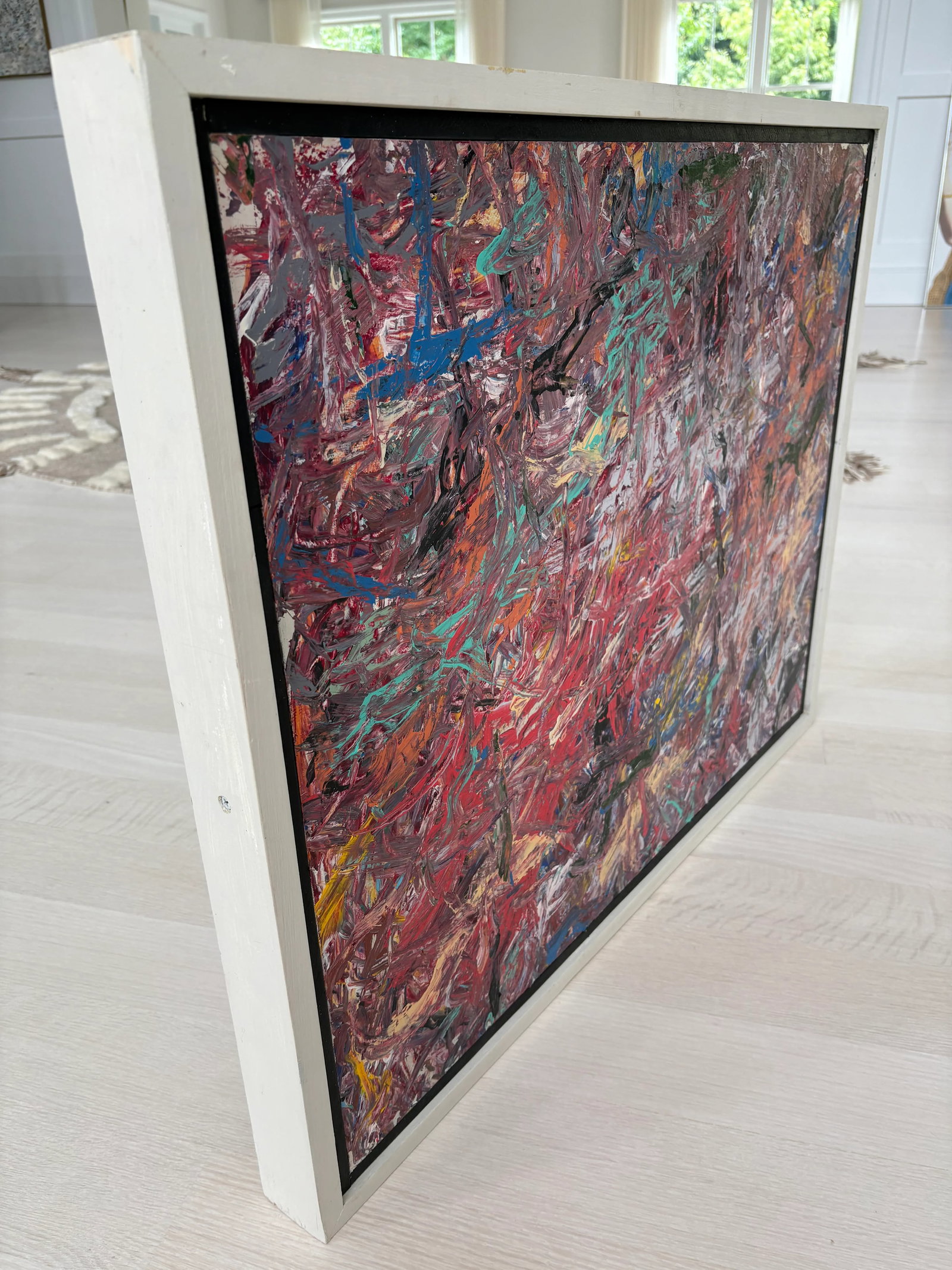 Late 20th Century Midcentury Modern Abstract Expressionist Oil on Canvas Painting, Signed Steven Jen - 10