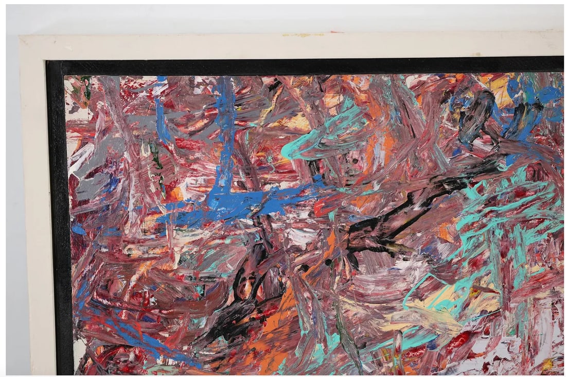 Late 20th Century Midcentury Modern Abstract Expressionist Oil on Canvas Painting, Signed Steven Jen - 3