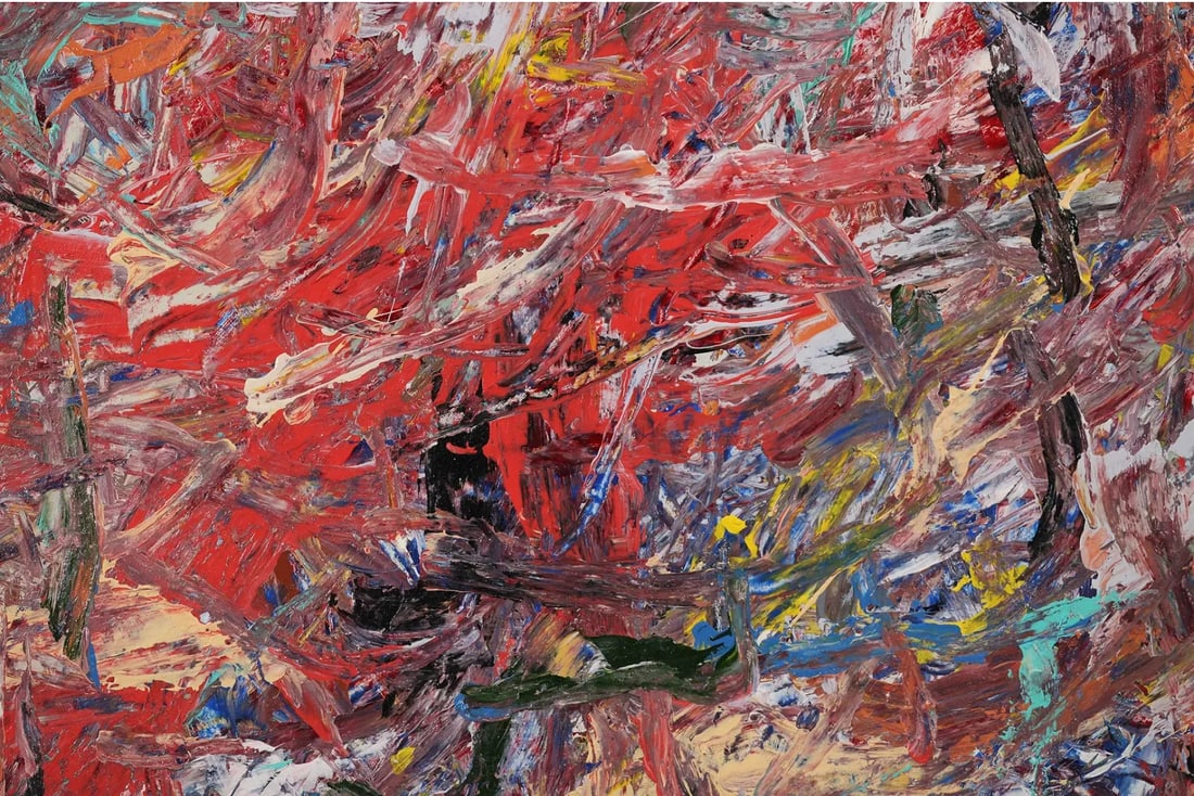 Late 20th Century Midcentury Modern Abstract Expressionist Oil on Canvas Painting, Signed Steven Jen - 4