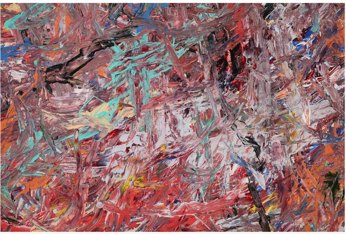 Late 20th Century Midcentury Modern Abstract Expressionist Oil on Canvas Painting, Signed Steven Jen - 5