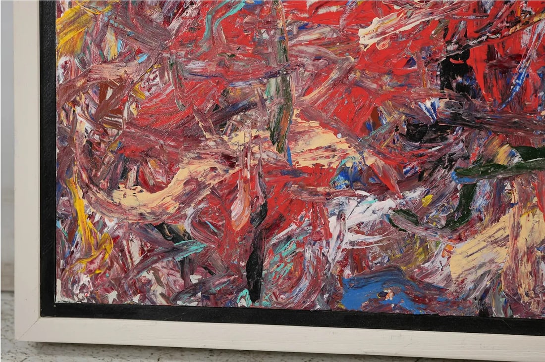 Late 20th Century Midcentury Modern Abstract Expressionist Oil on Canvas Painting, Signed Steven Jen - 6