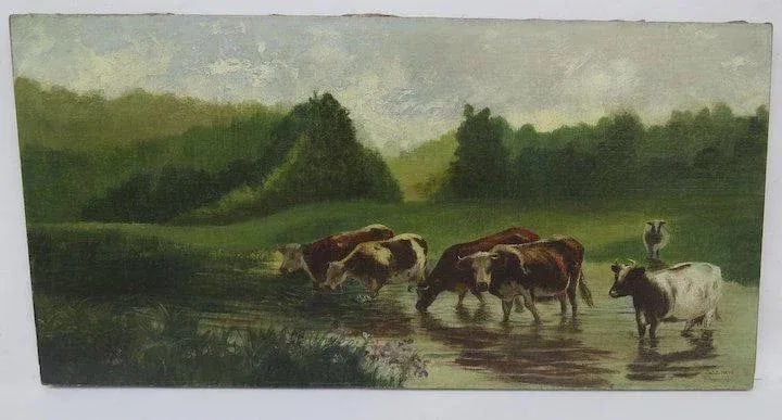 Mid 19th Century Oil on Canvas by William Jacob Hays, SR. (1830-1875) Cows River - 4