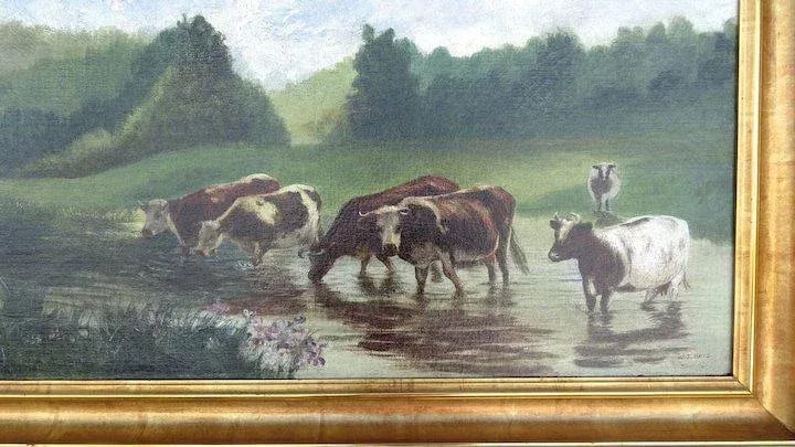 Mid 19th Century Oil on Canvas by William Jacob Hays, SR. (1830-1875) Cows River - 8