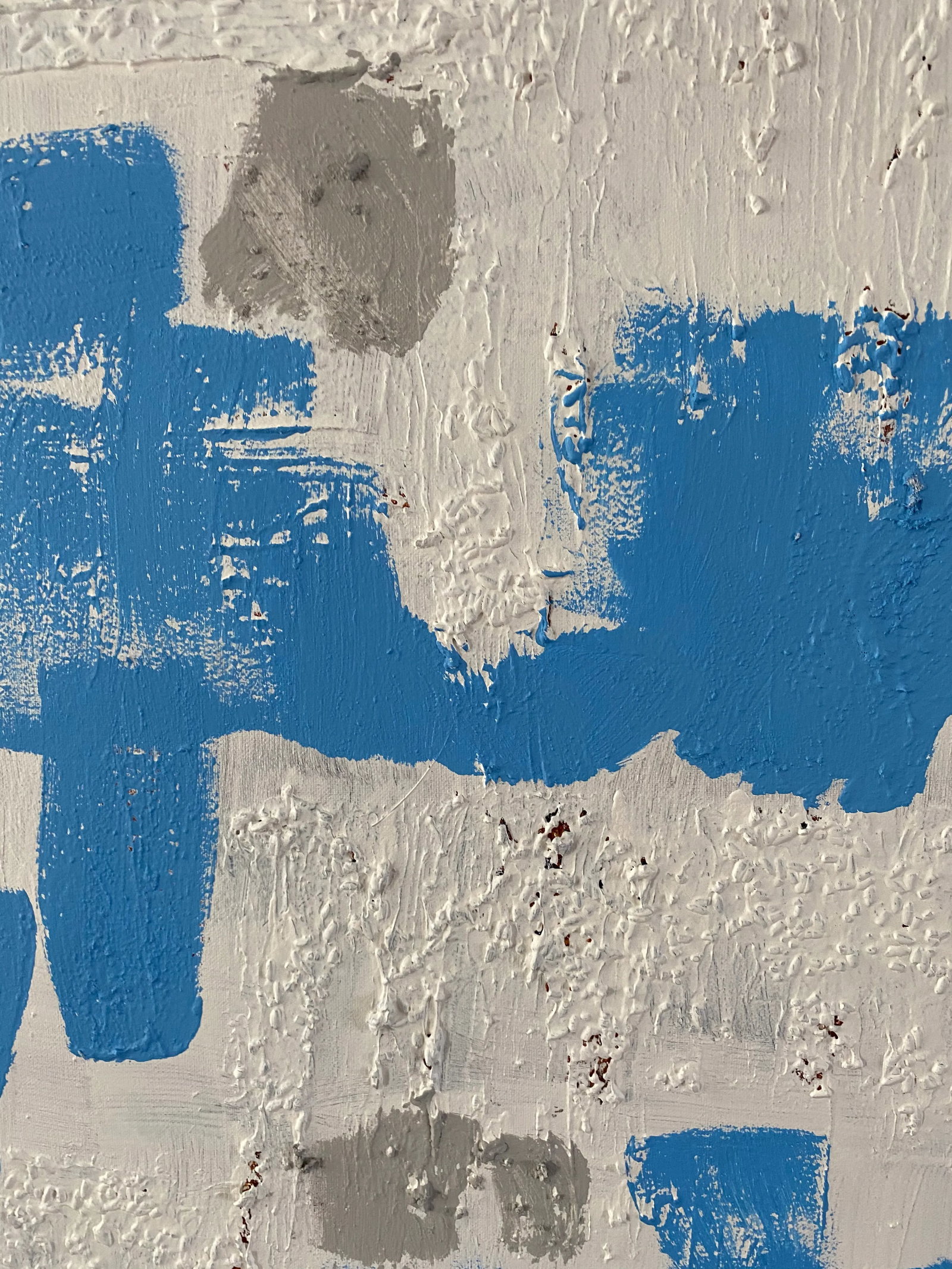 Contemporary Abstract Light Blue and White Mixed-Media Painting - 5