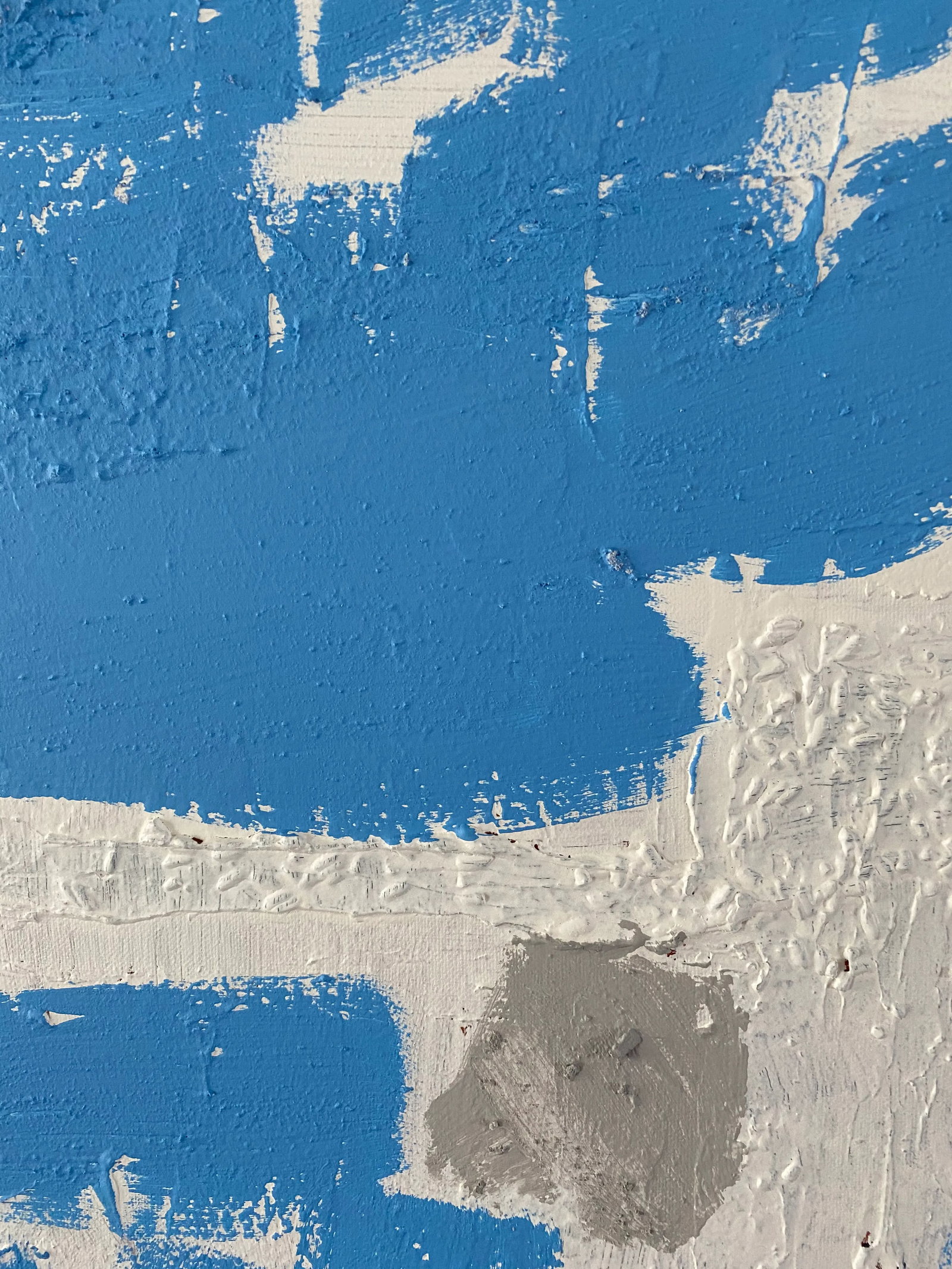 Contemporary Abstract Light Blue and White Mixed-Media Painting - 7