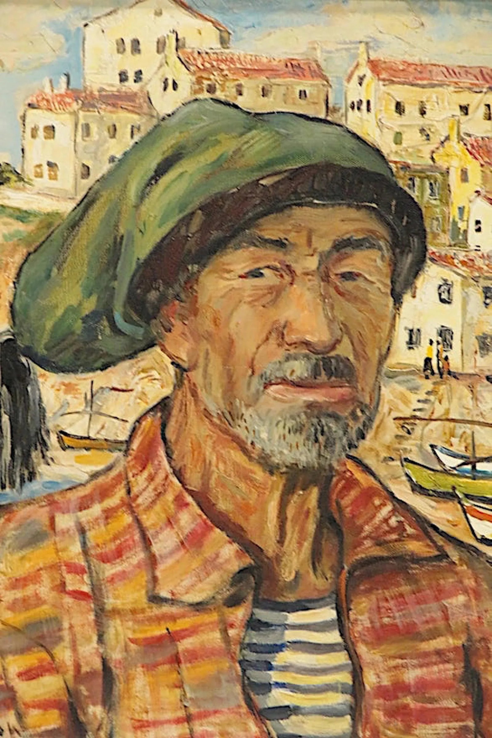 Original Mid 20th Century Oil/Canvas-Portrait-Southern European Man-Signed "Villon" - 2