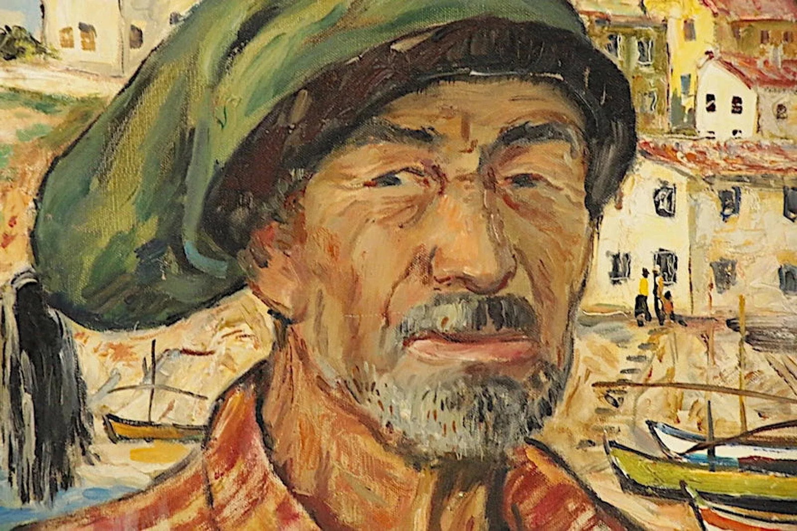 Original Mid 20th Century Oil/Canvas-Portrait-Southern European Man-Signed "Villon" - 4