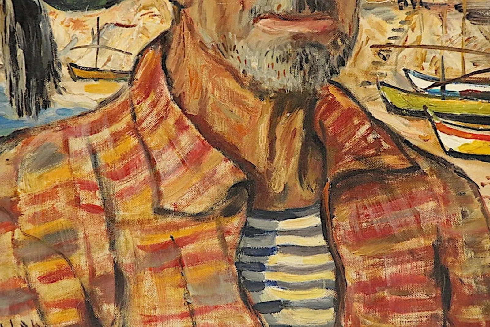 Original Mid 20th Century Oil/Canvas-Portrait-Southern European Man-Signed "Villon" - 5