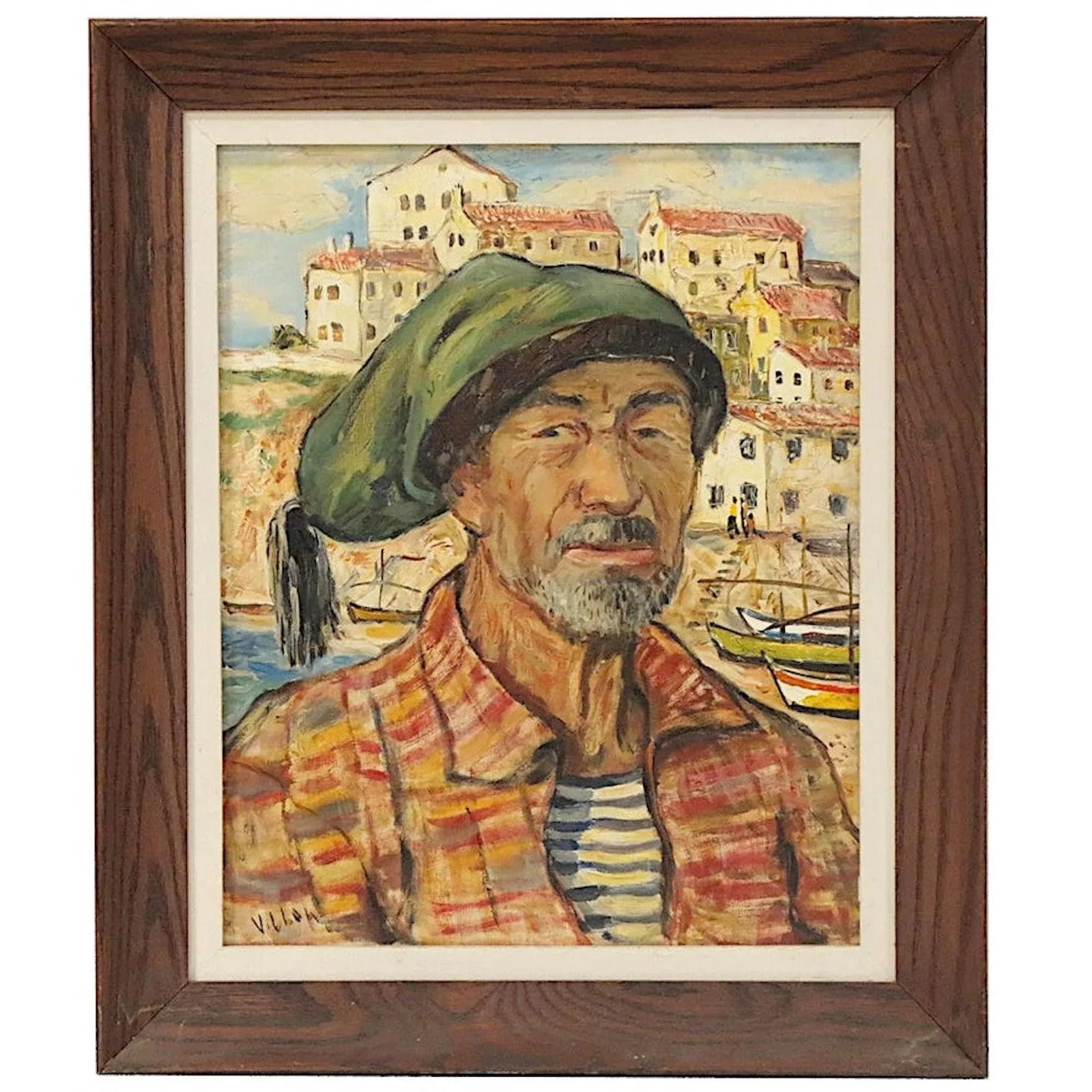 Original Mid 20th Century Oil/Canvas-Portrait-Southern European Man-Signed "Villon" - 8