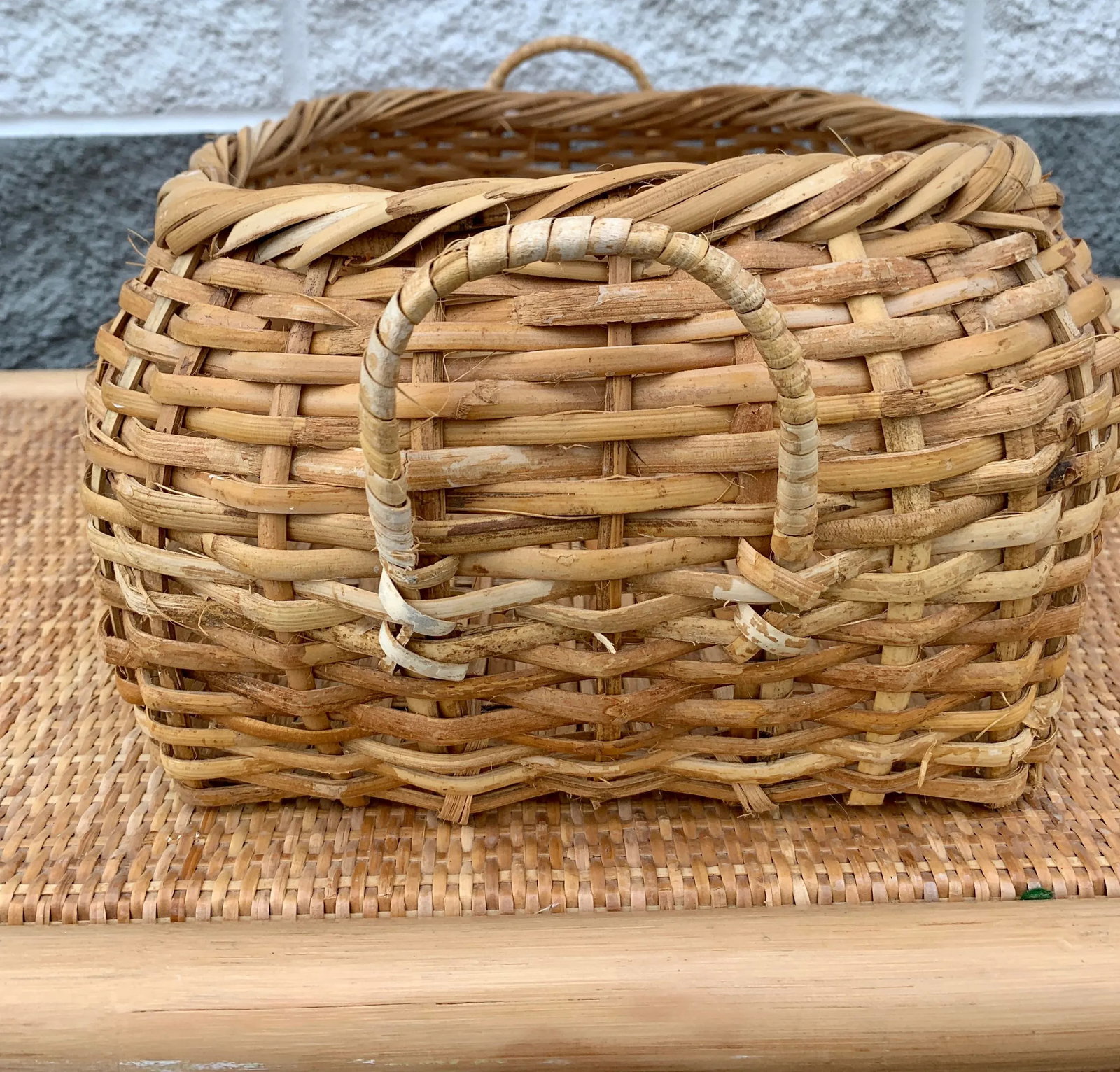 Natural Woven Bamboo Wicker Rattan Cachepot Basket With Handles - 5