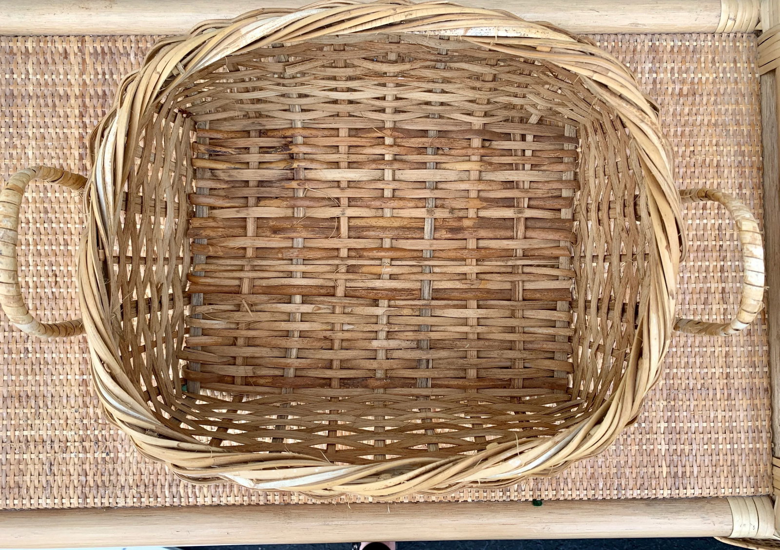 Natural Woven Bamboo Wicker Rattan Cachepot Basket With Handles - 6