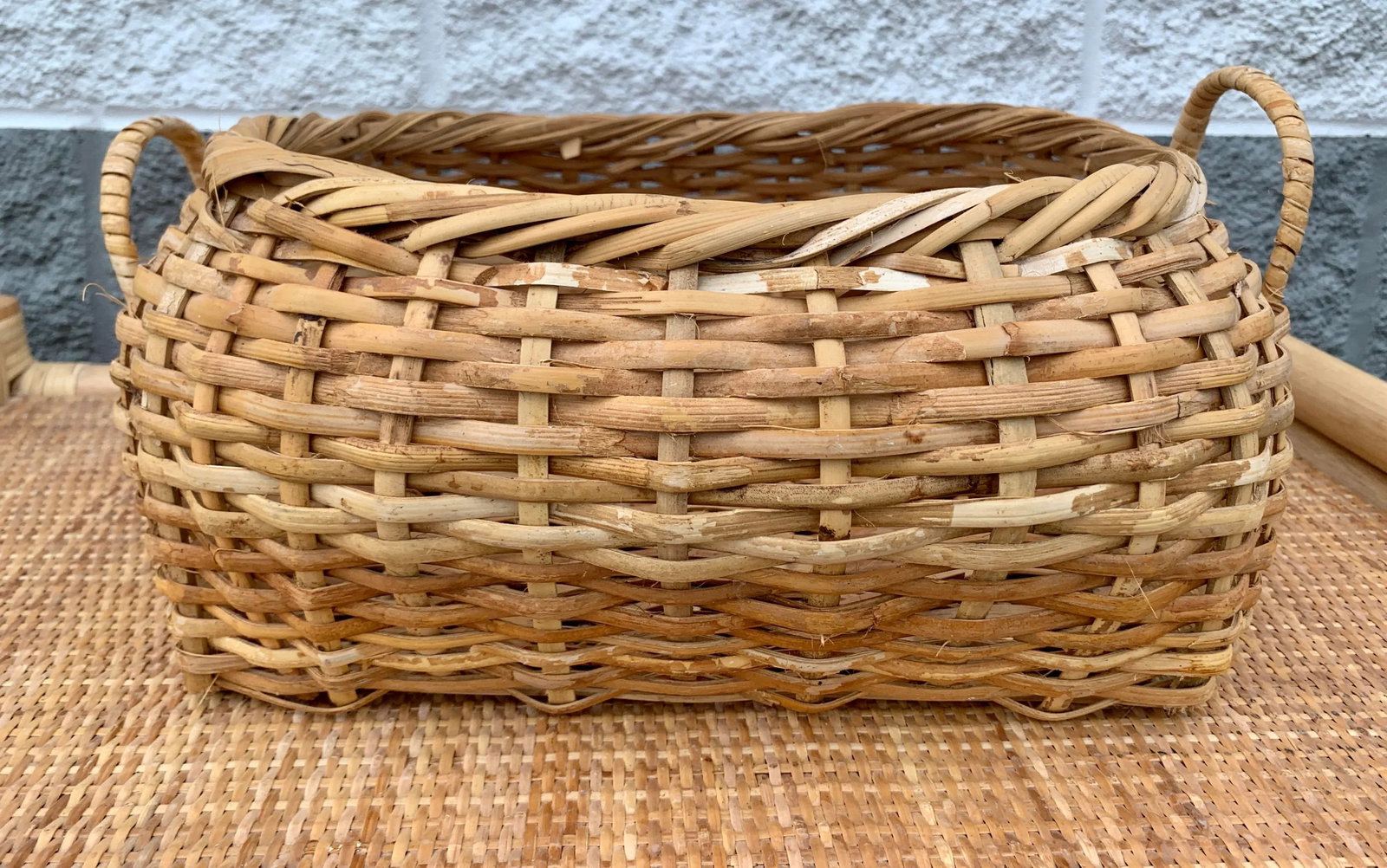 Natural Woven Bamboo Wicker Rattan Cachepot Basket With Handles - 8