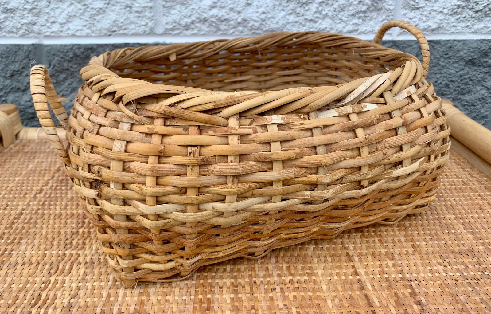 Natural Woven Bamboo Wicker Rattan Cachepot Basket With Handles - 9
