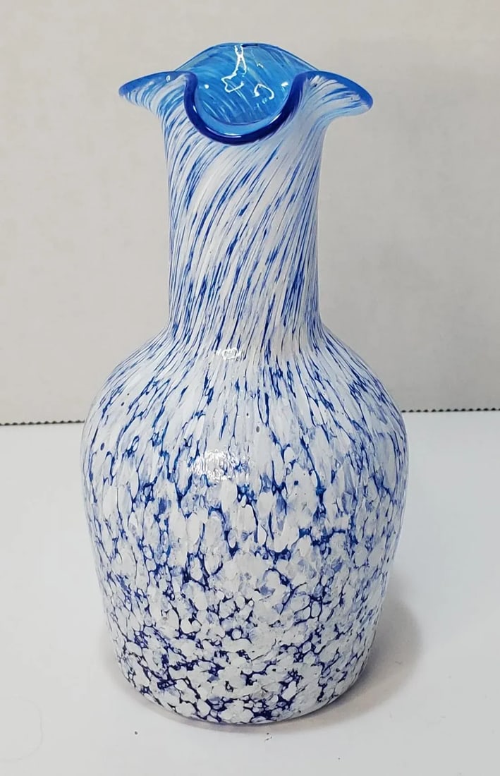 Pilgrim Blue and White Smooth Spatter Glass Pitcher - 4