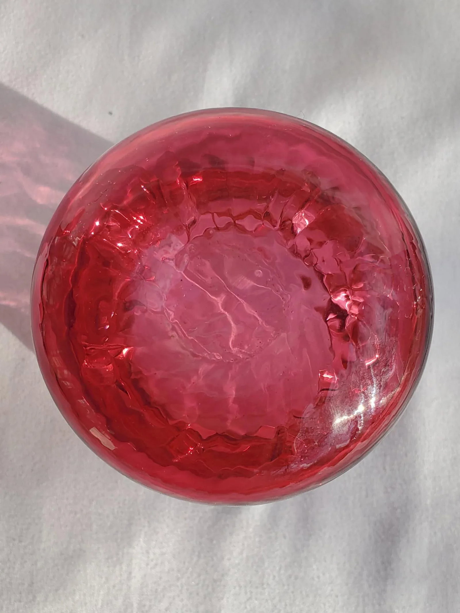 1980s Pilgrim Cranberry Glass Bud Vase With Crystal Collar - 5