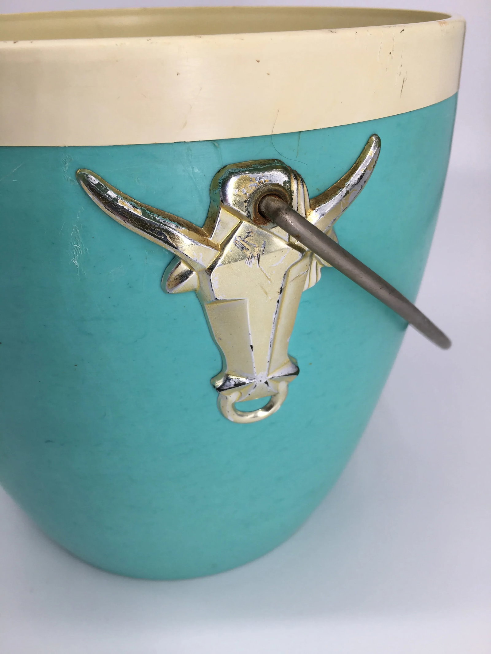 Mid 20th Century Teal Longhorn Ice Bucket - 2