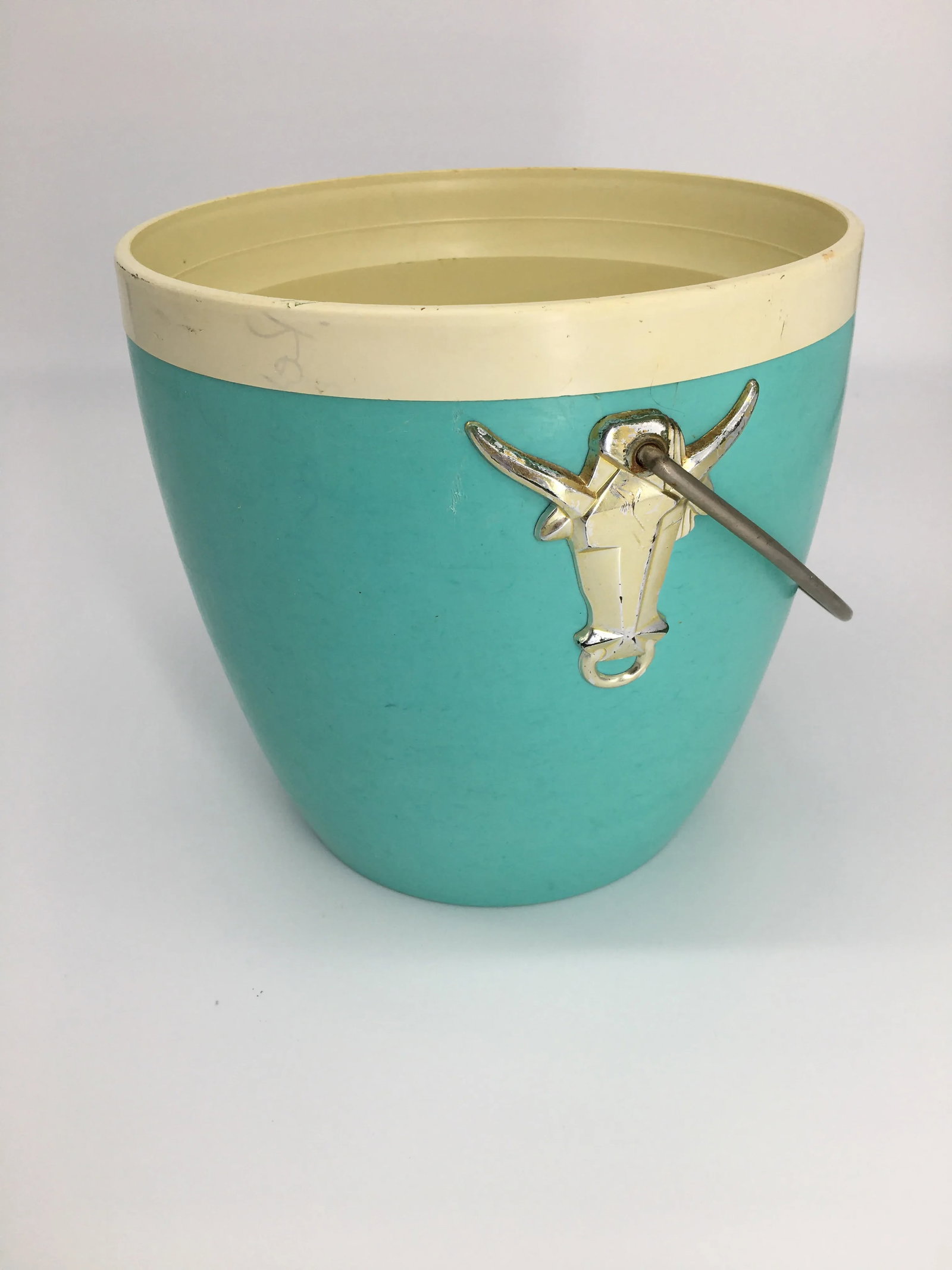 Mid 20th Century Teal Longhorn Ice Bucket - 9