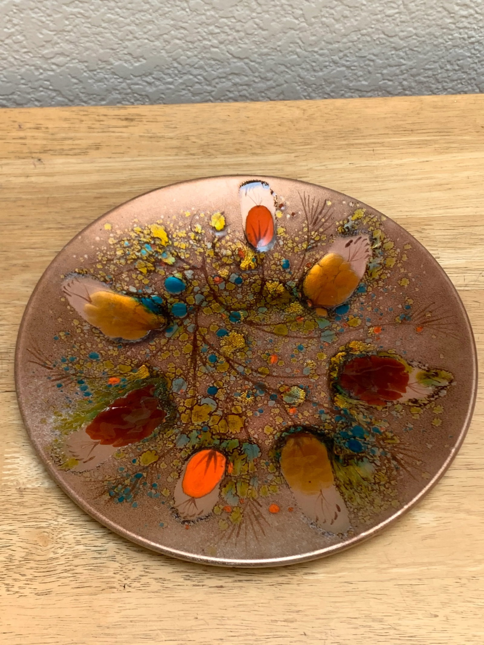 Midcentury Copper Enamel Abstract Tray - 2