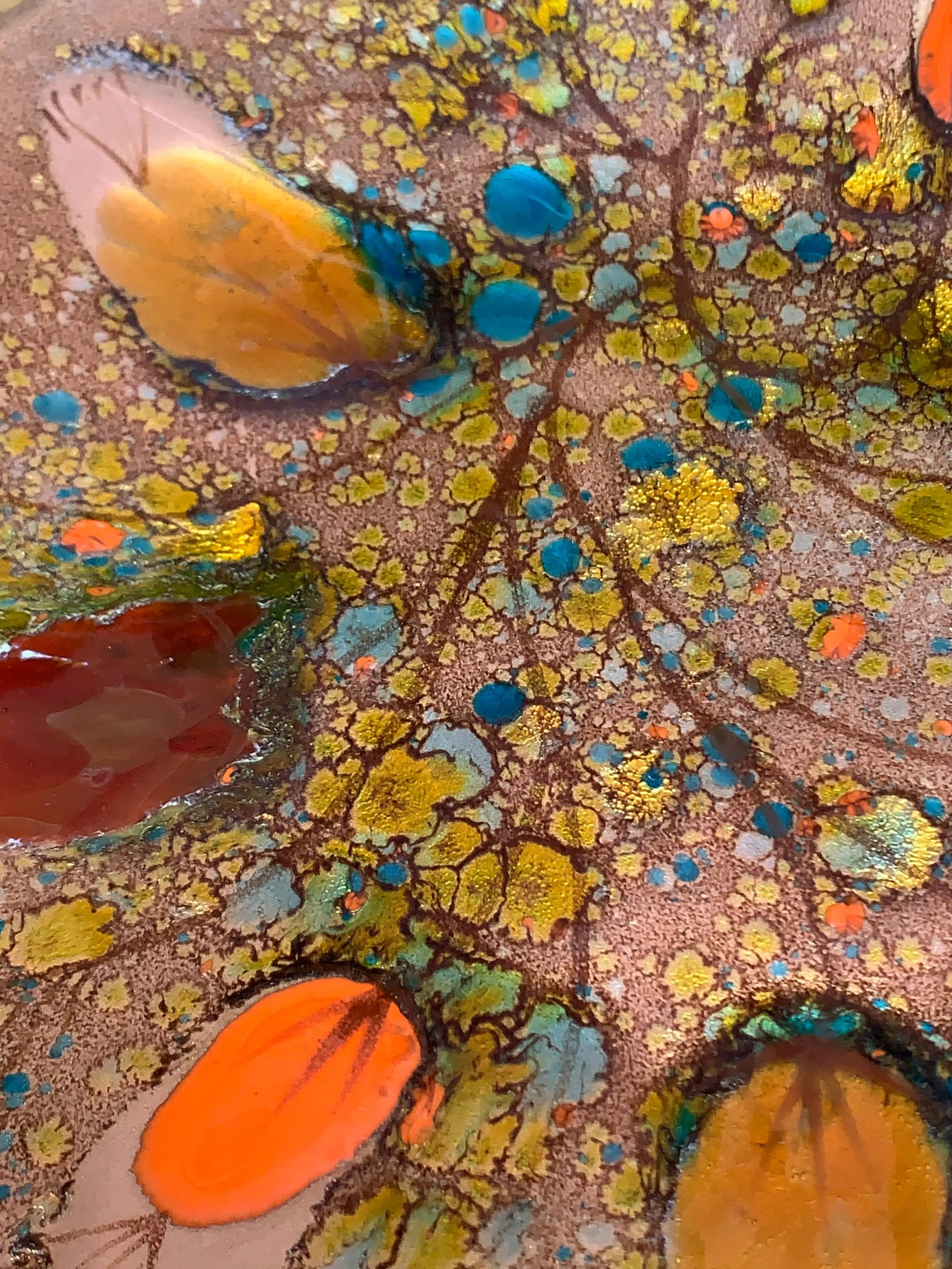 Midcentury Copper Enamel Abstract Tray - 4