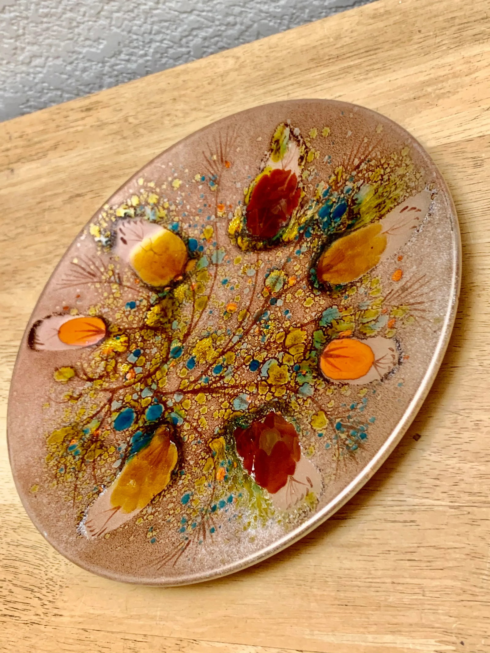 Midcentury Copper Enamel Abstract Tray - 5
