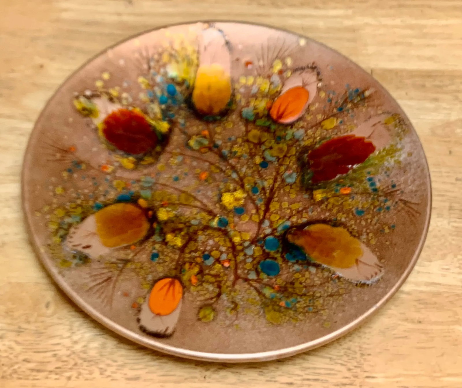 Midcentury Copper Enamel Abstract Tray - 6