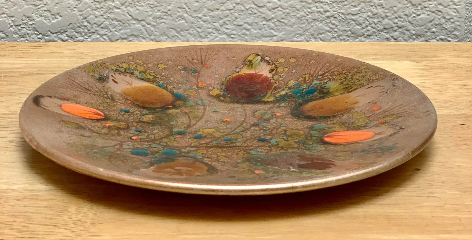 Midcentury Copper Enamel Abstract Tray - 7