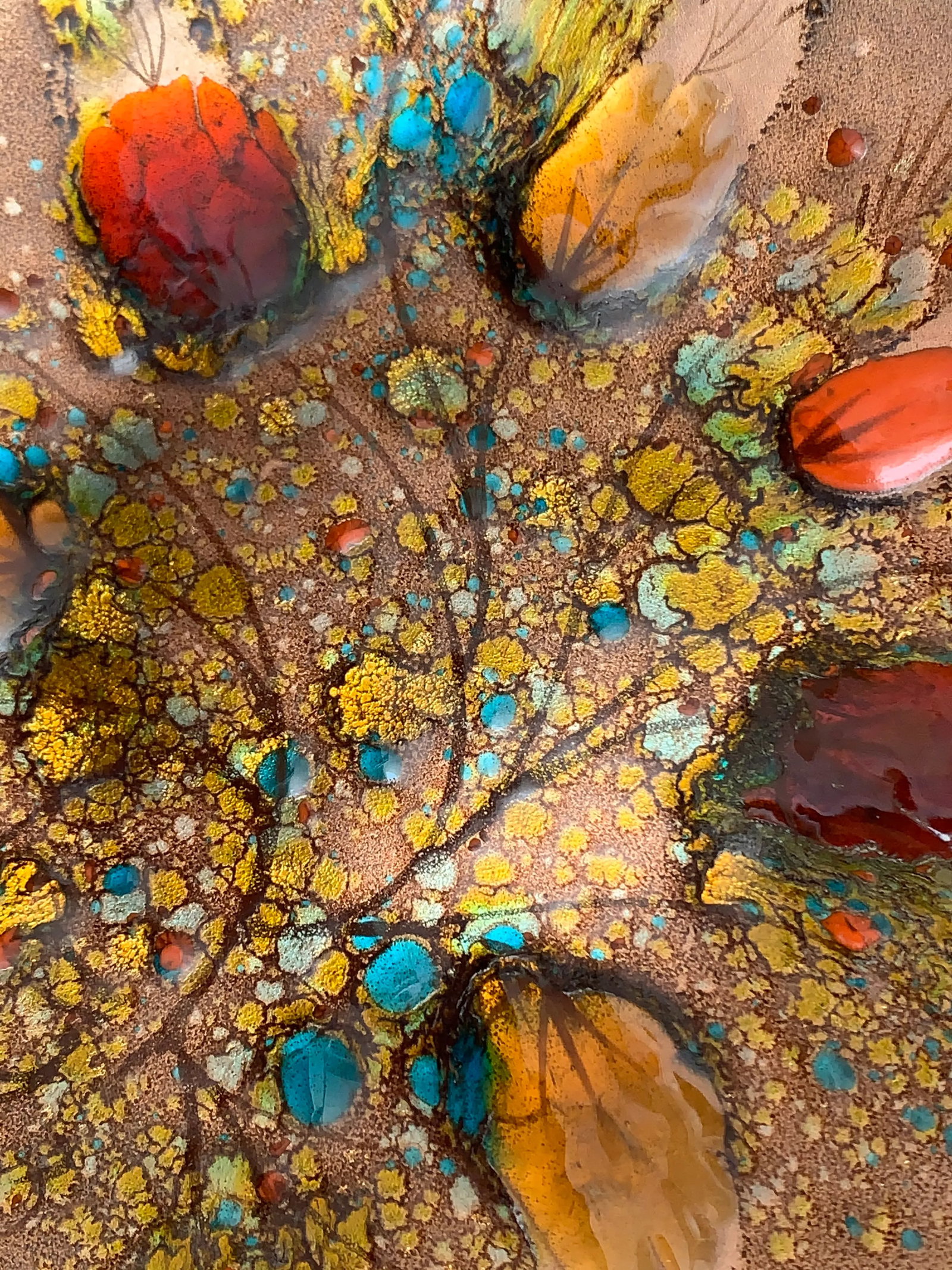 Midcentury Copper Enamel Abstract Tray - 8