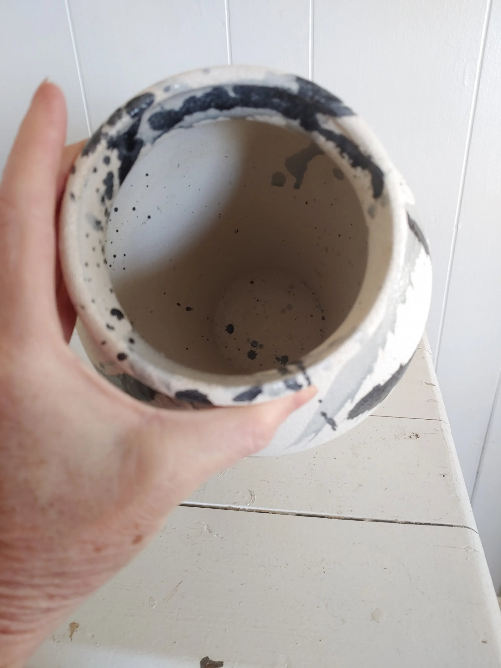Vintage 1980s Harris Potteries Abstract Splatters Vase - 6