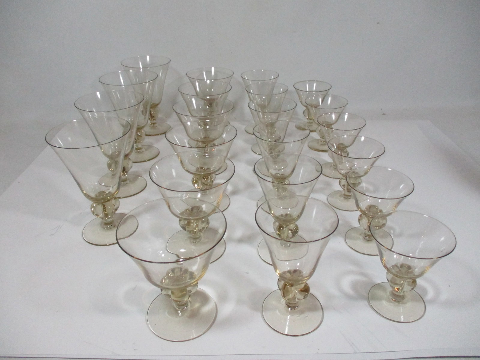 1960s Yellow Tint Stemmed Glassware - 22 Pieces - 8
