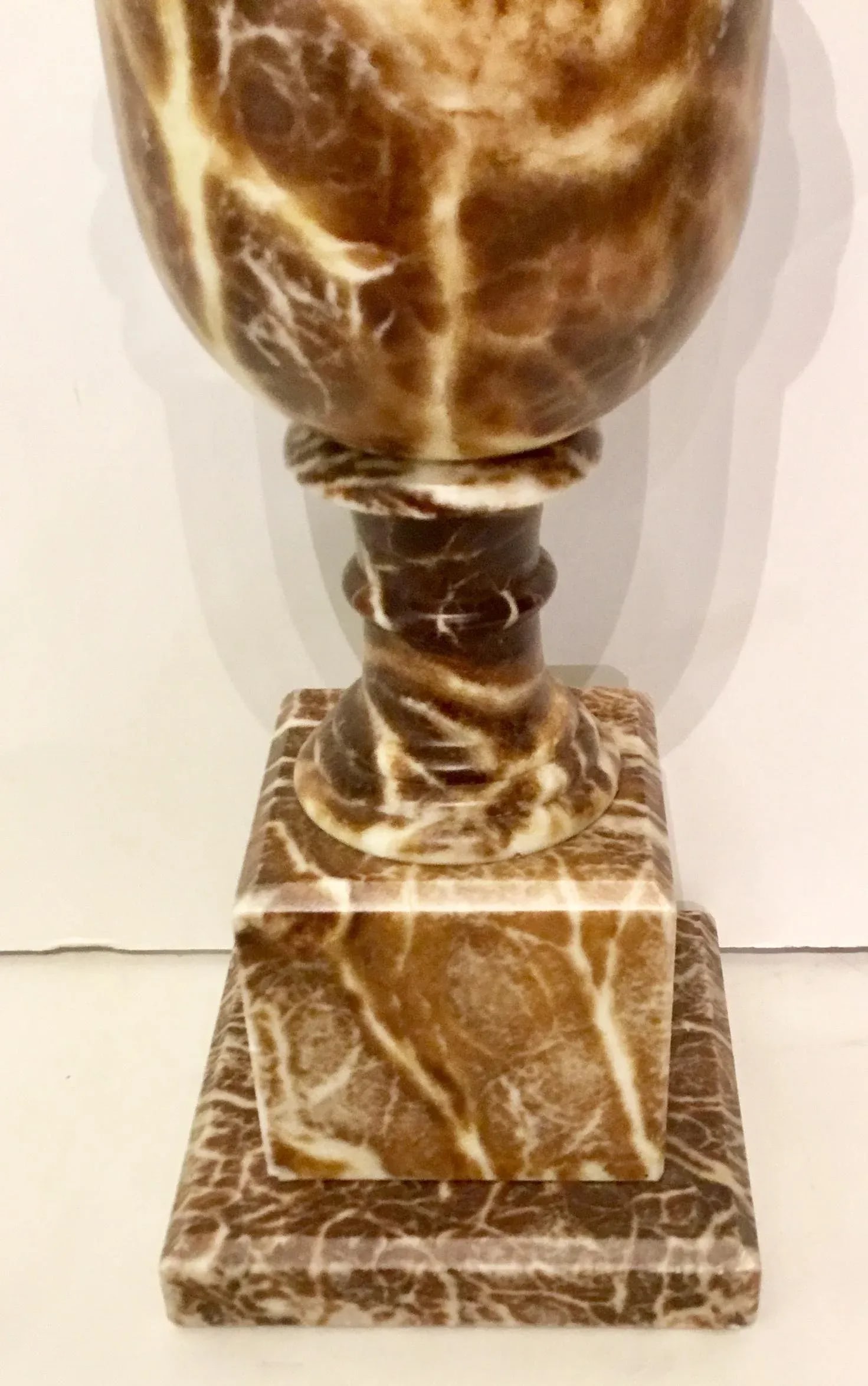 Spanish Brown and Cream Marble Transitional Table Lamp - 2