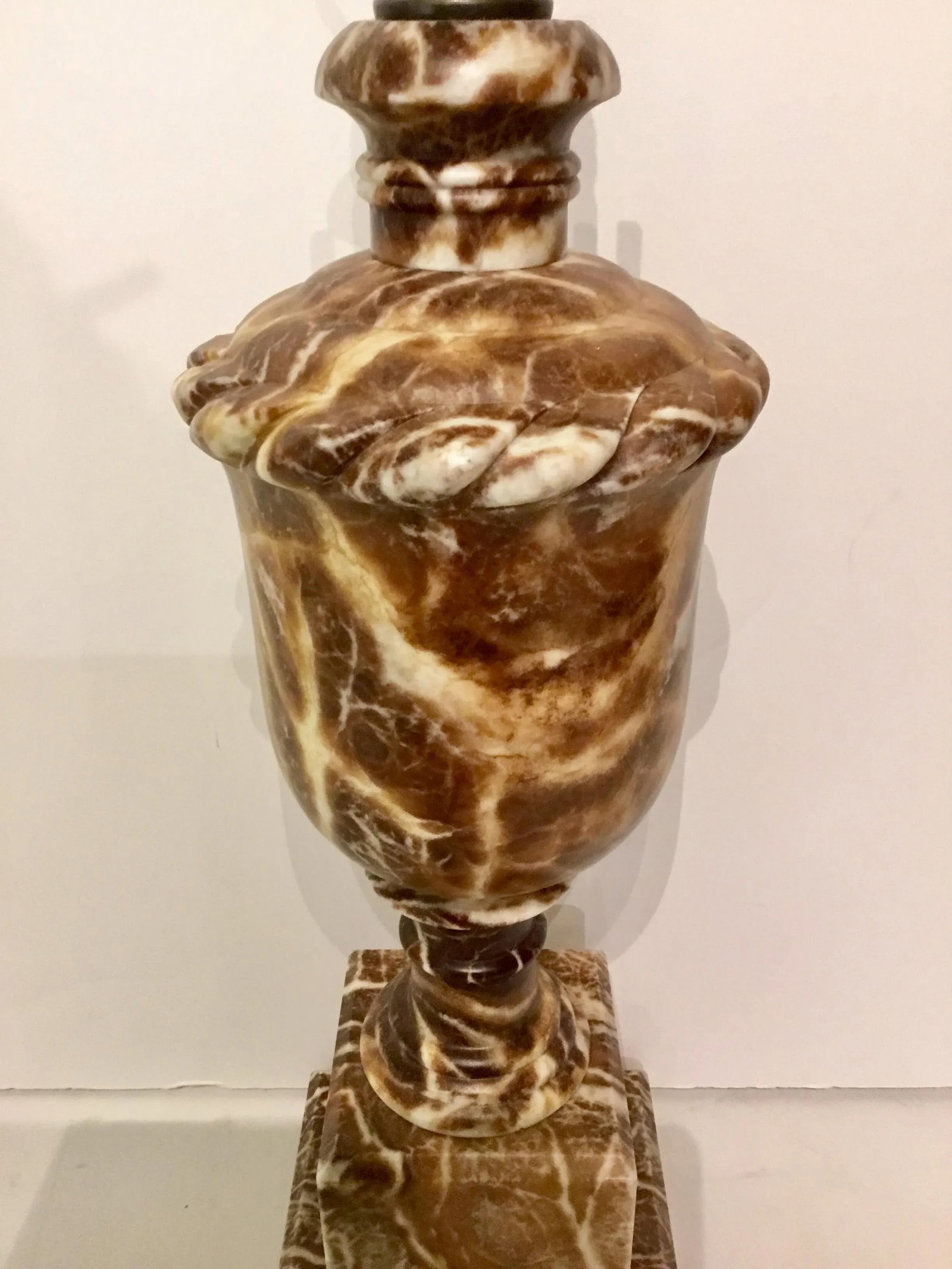 Spanish Brown and Cream Marble Transitional Table Lamp - 3