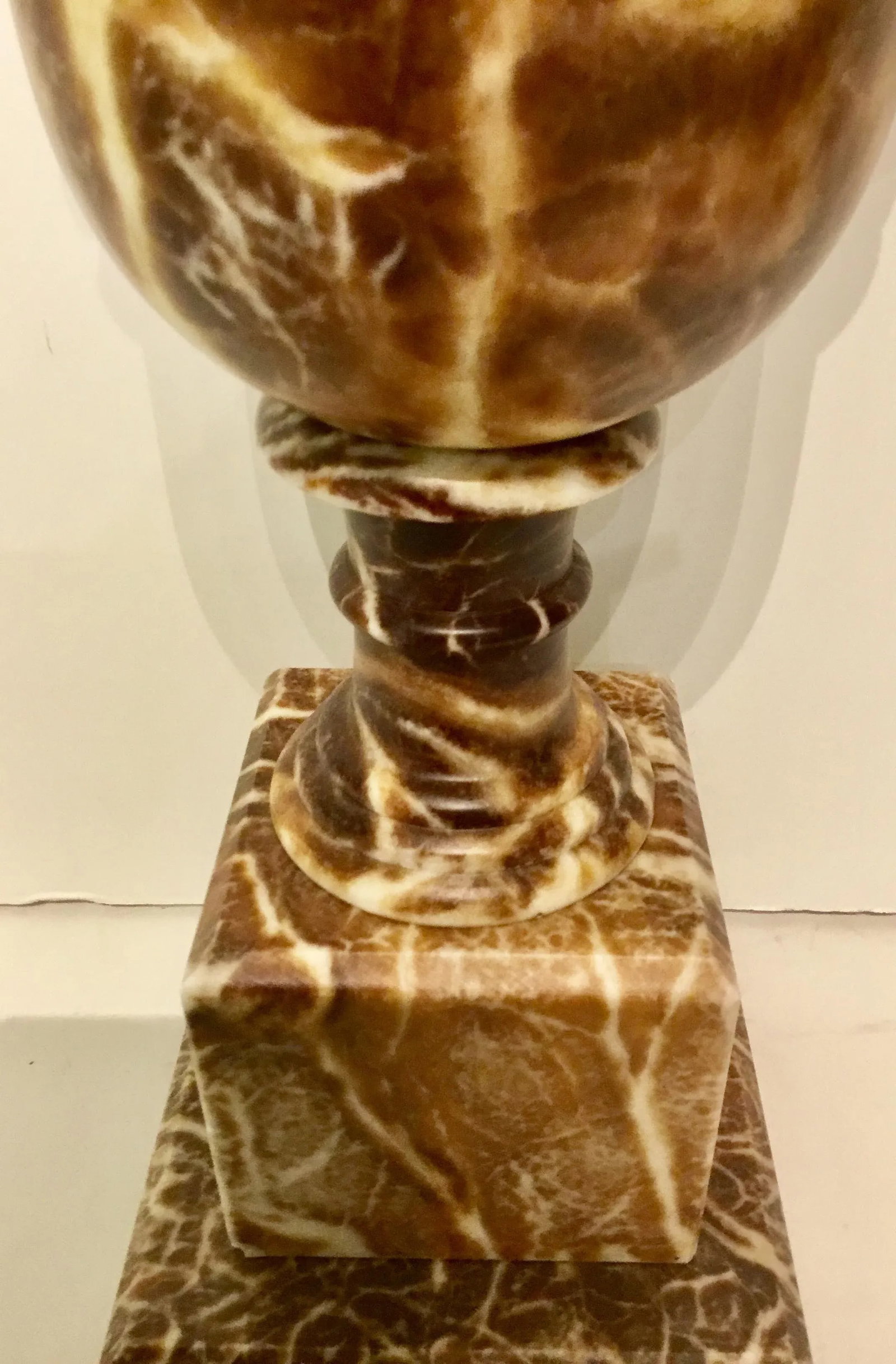Spanish Brown and Cream Marble Transitional Table Lamp - 4