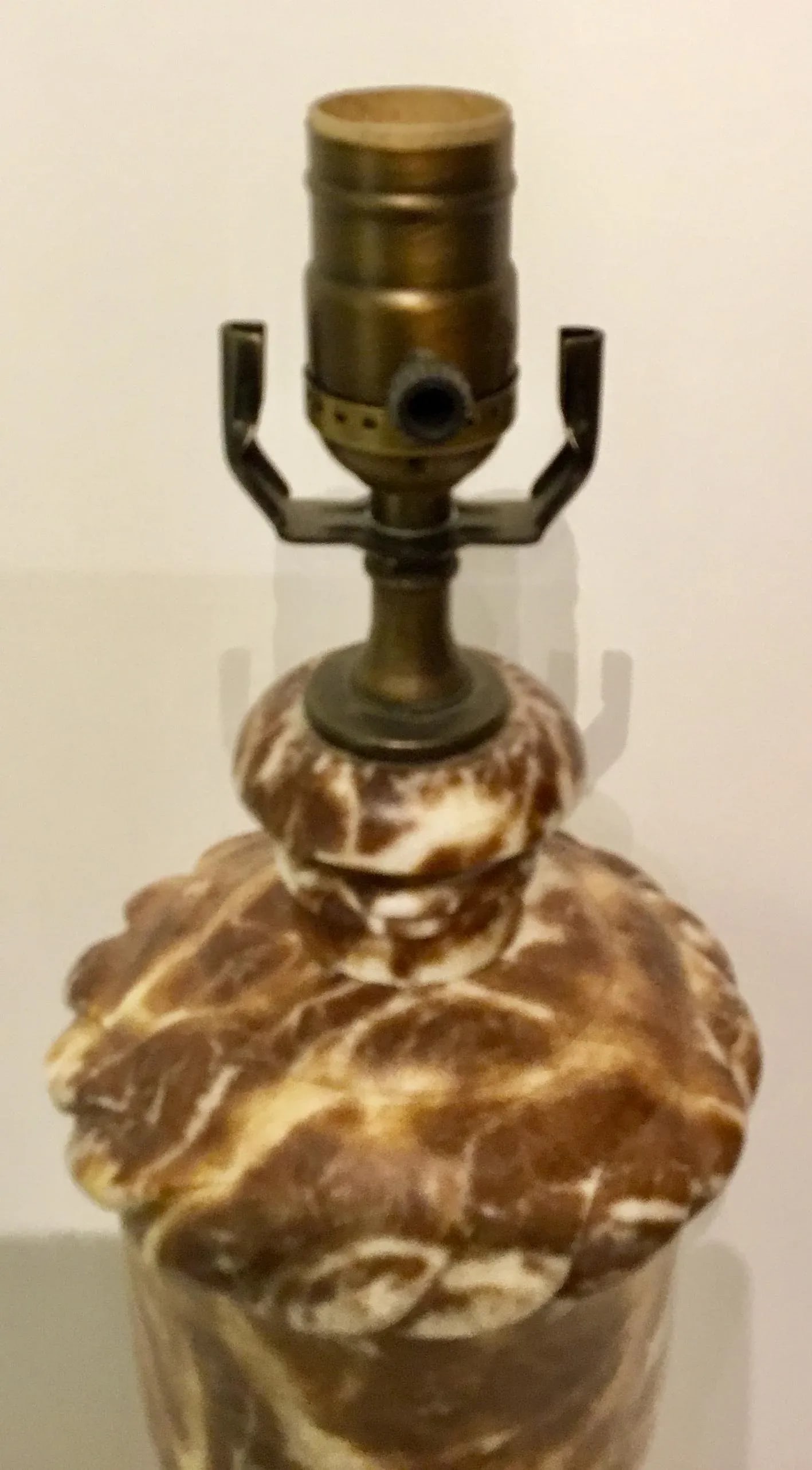 Spanish Brown and Cream Marble Transitional Table Lamp - 5