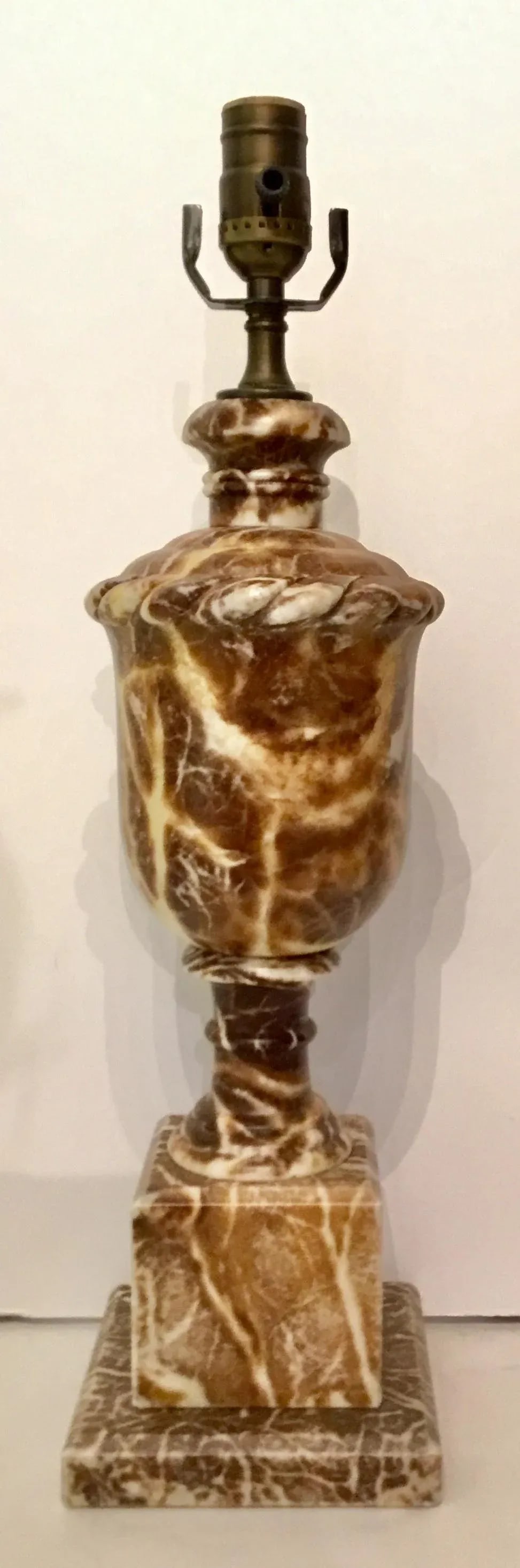 Spanish Brown and Cream Marble Transitional Table Lamp - 6